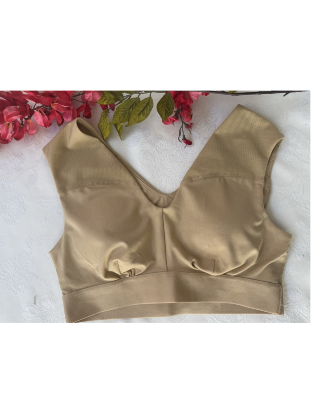 Tommie Copper Zinc Shoulder Support Sports Bra Nude Padded Womens M Medium NEW